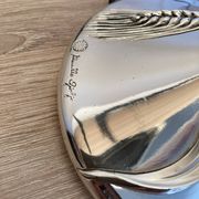Paire de lampe argentée de Marcello gorgio abat jour murano