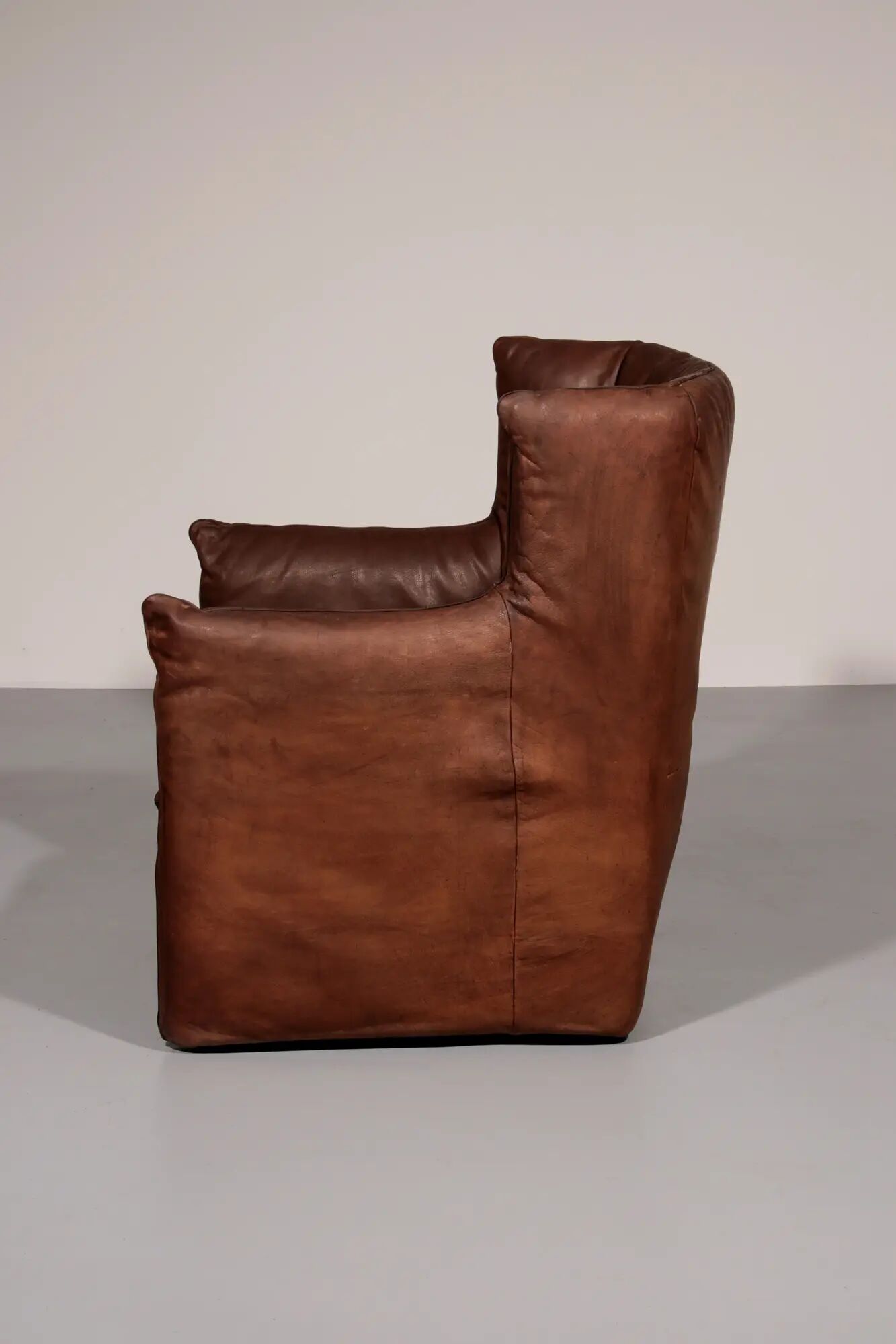 Patinated leather armchair by Gerard van den Berg for Montis, Netherlands, 1970s