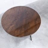 1960s Scandinavian tripod coffee table with glossy varnish in mahogany wood.