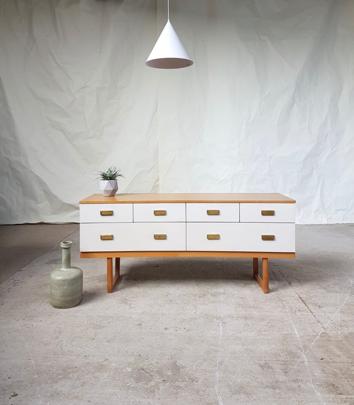 Mid century compact sideboard long chest of drawers danish Scandinavian design