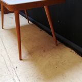 Wooden coffee table, children's desk glass top, interier praha, 1960, Czechoslovakia