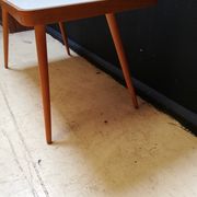 Wooden coffee table, children's desk glass top, interier praha, 1960, Czechoslovakia