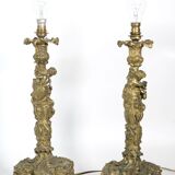 Paire de lampe Rococo Bronze