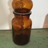 Lot of three pots of old amber brown apothecary