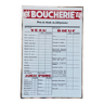 Panneau d’affichage des prix de boucherie vintage.