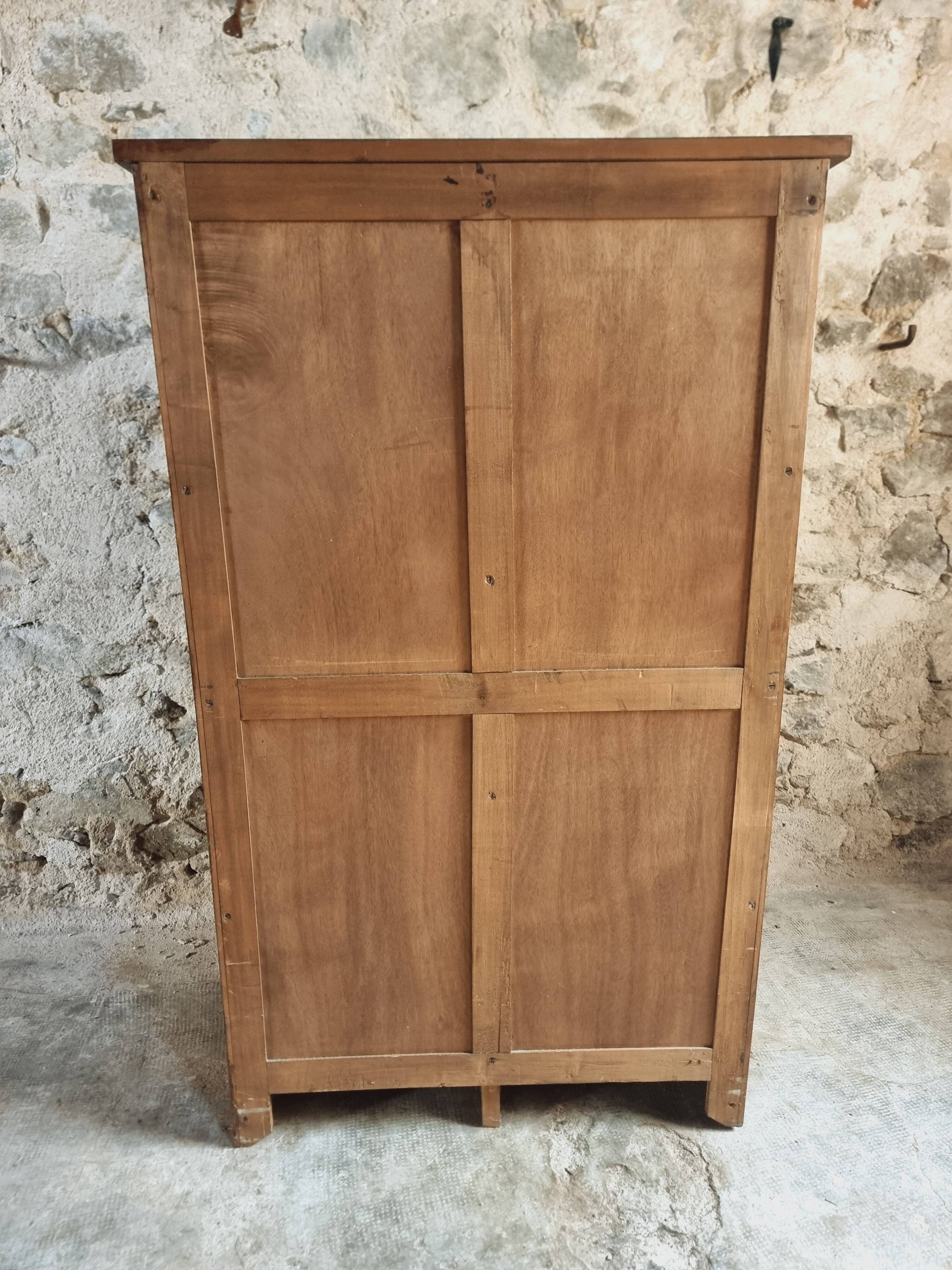 Antique filing cabinet with curtains – 1920s/30s – Beech
