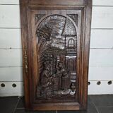 Ancienne porte en bois sculpté en chêne