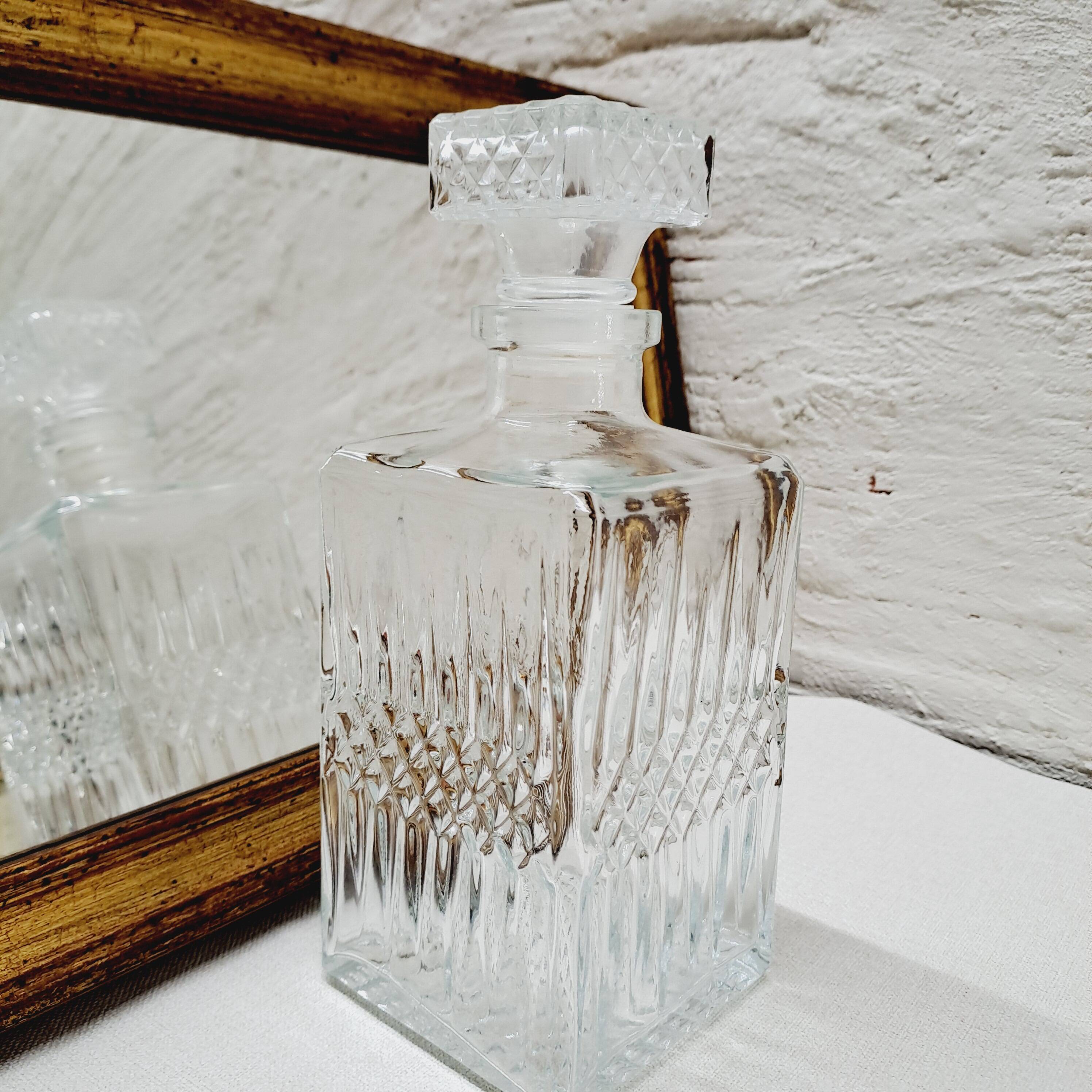 Carafe à whisky verre ciselé Années 70