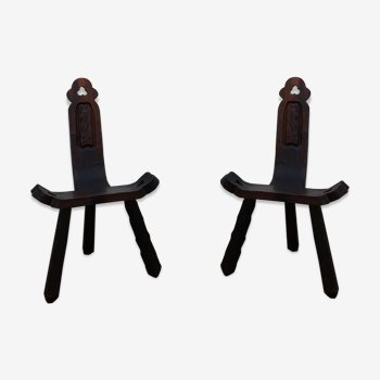 Pair of brutalist tripod chairs 1970