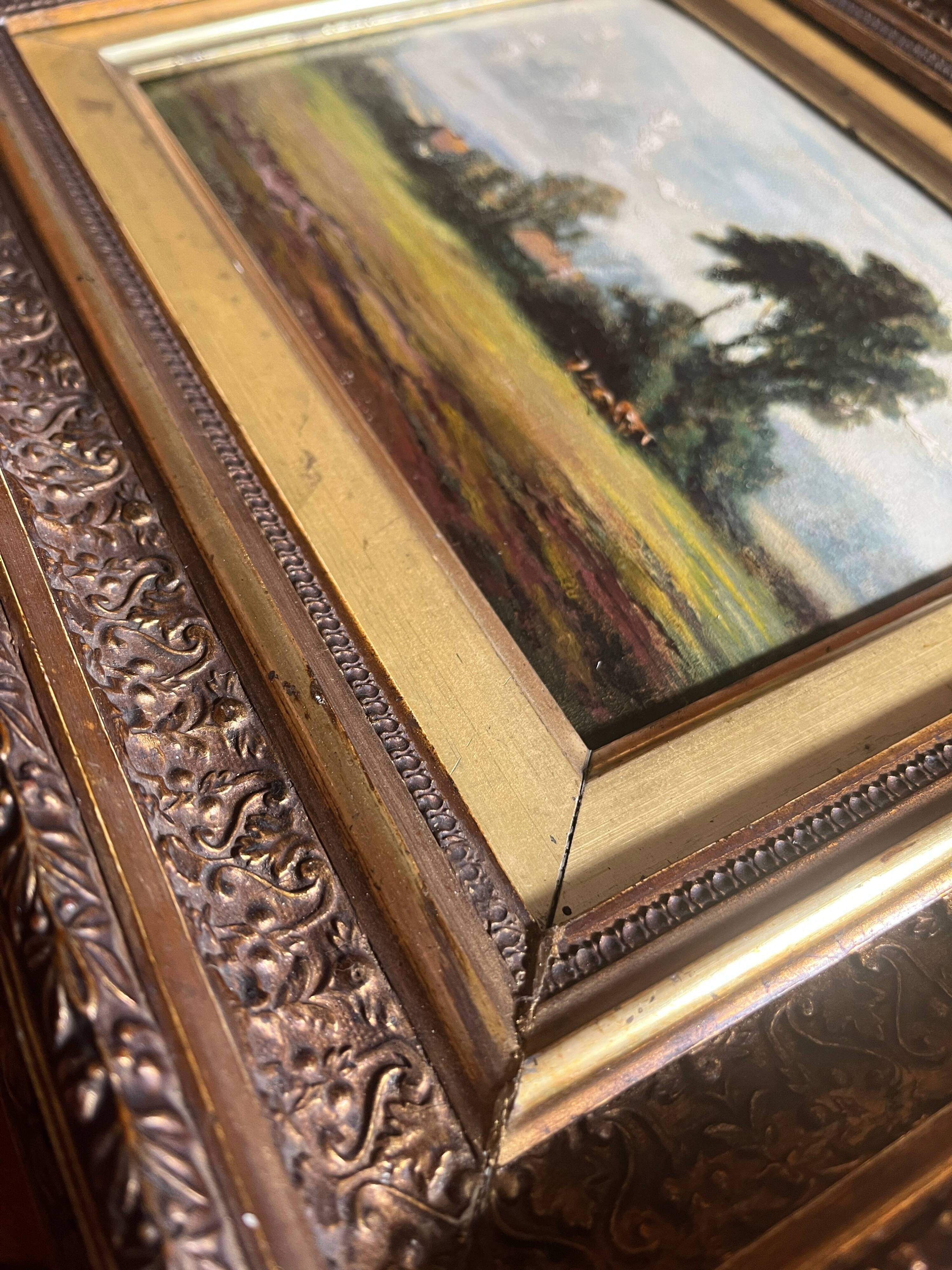 Painting hsp james emery (1819-1899) countryside england fudbury cornard