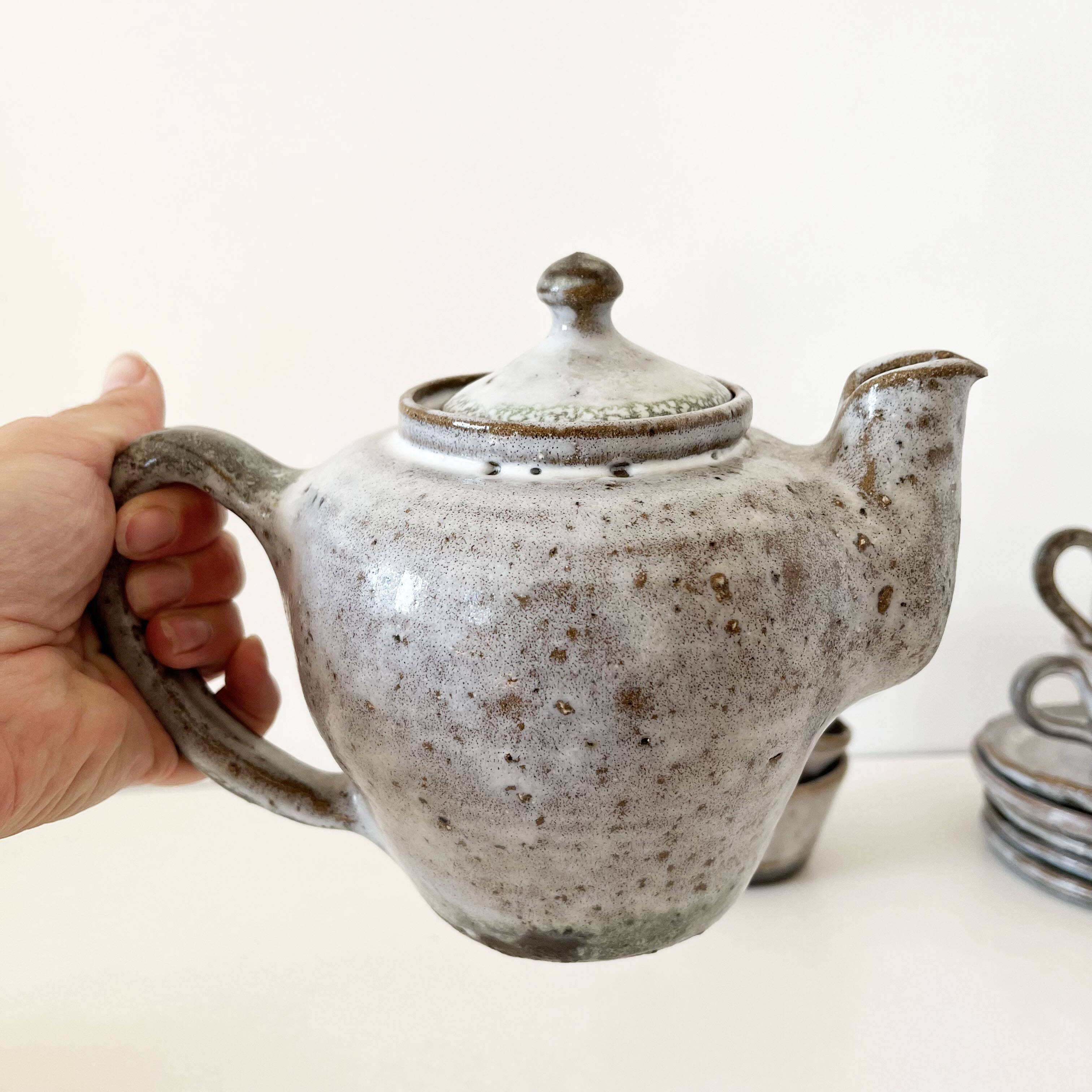 Service à café, tasses en grès émaillé vintage