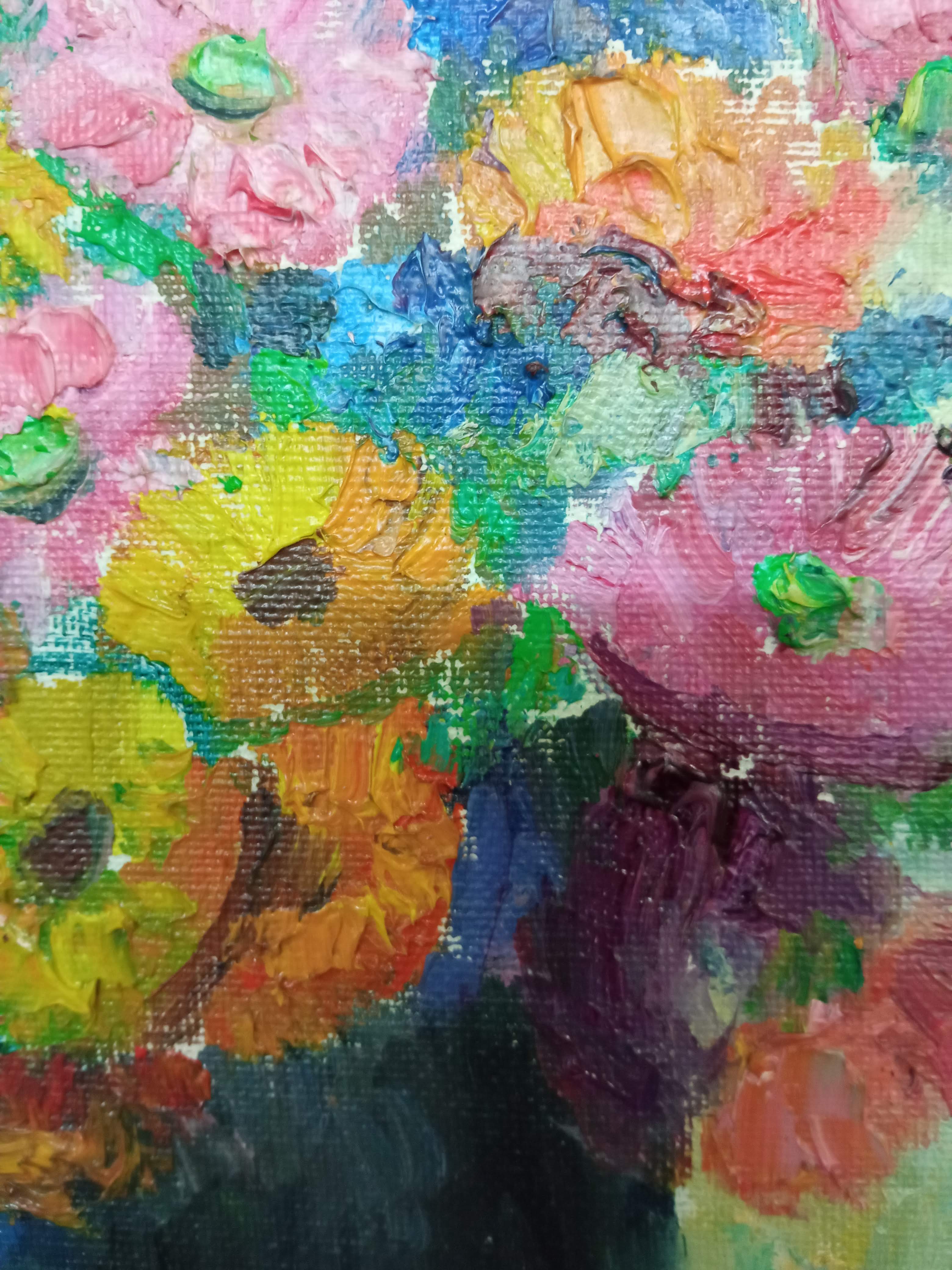 Oil on canvas bouquet of flowers signed