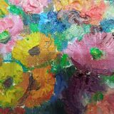 Oil on canvas bouquet of flowers signed