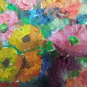 Huile sur toile bouquet de fleurs signé