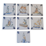 Set of 7 delft klm business class tile coaster