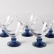Set of 5 Mid-Century Blue Crystal Stem Coupes / Luigi Bormioli / Parma 1980