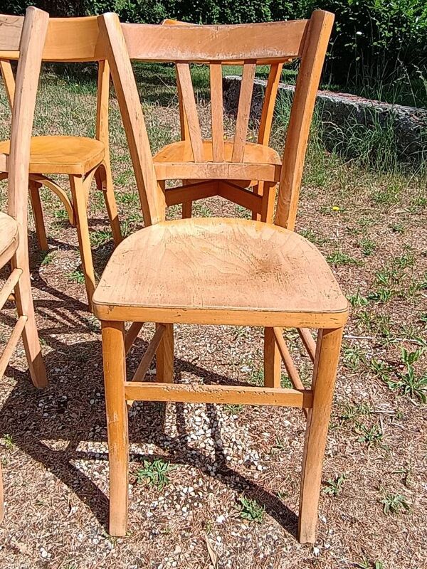Ensemble de 10 chaises bistrot dépareillées années 1950-70 vintage