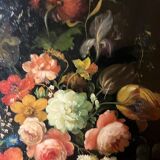 Oil on canvas still life with flower bouquet signed Jord