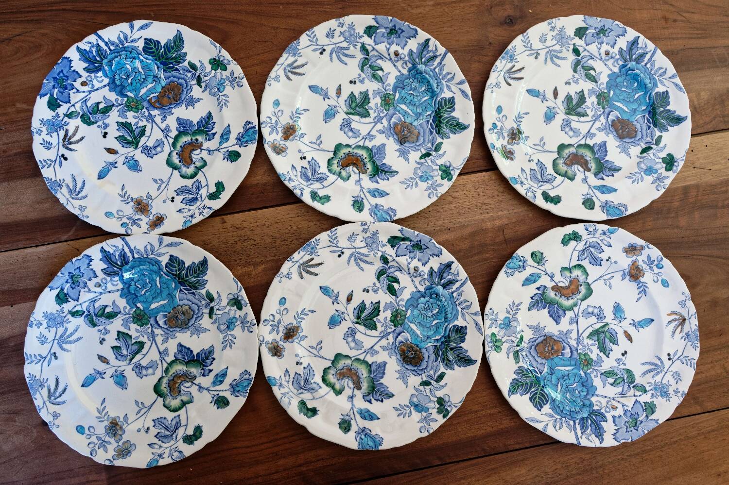 lot of 6 old English earthenware flat plates Mason's