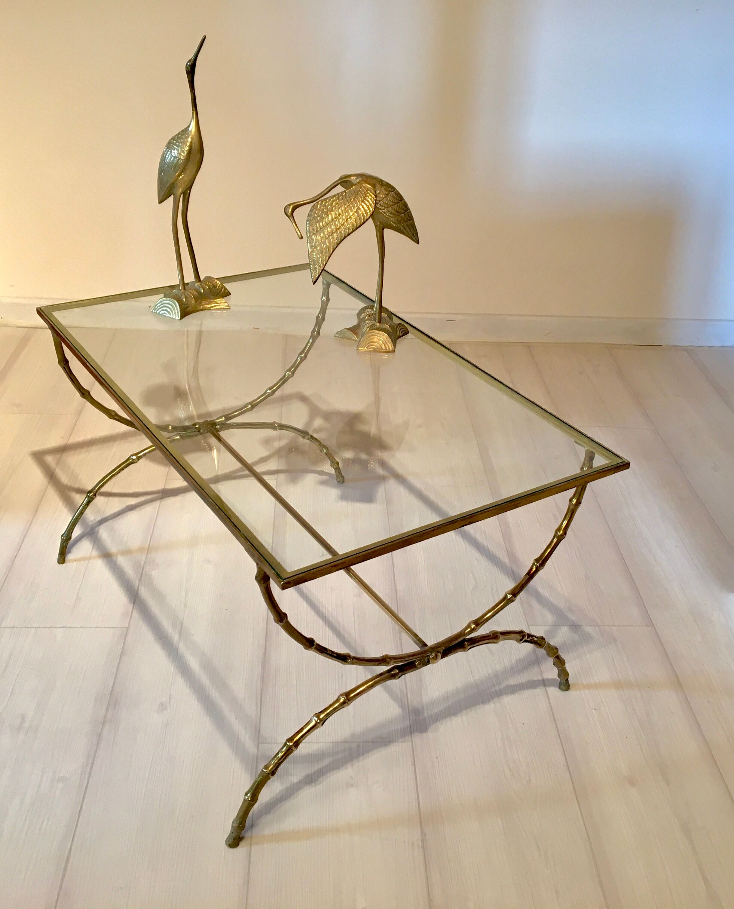 Bronze and glass coffee table, 1960s