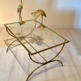 Table basse bronze et verre, années 60