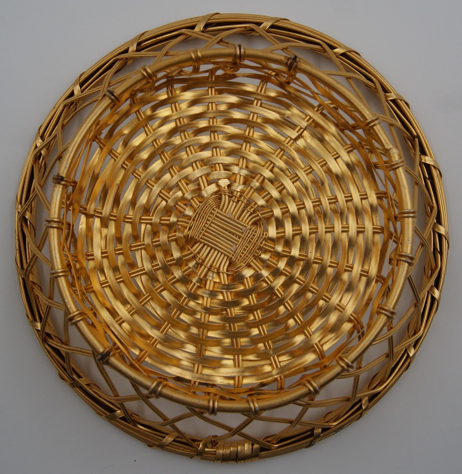 Vintage braided metal wire basket