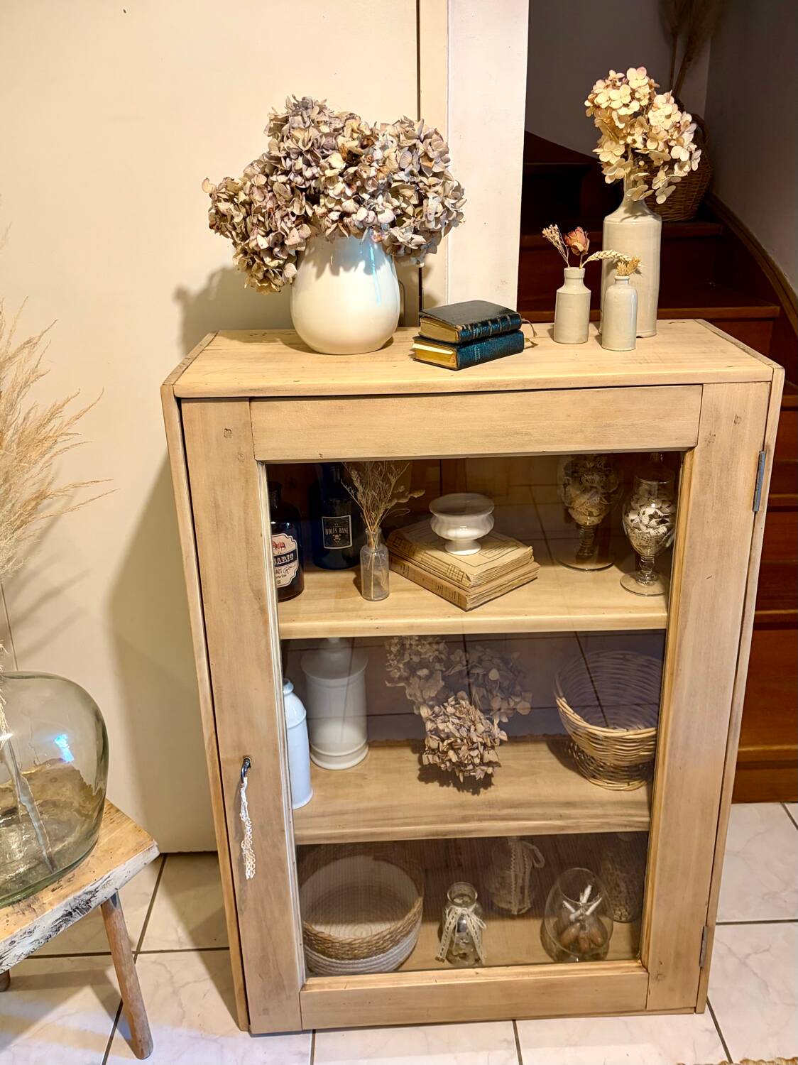 Raw wood display cabinet