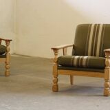 Vintage Danish light oak low back lounge chairs, 1960s, set of 2