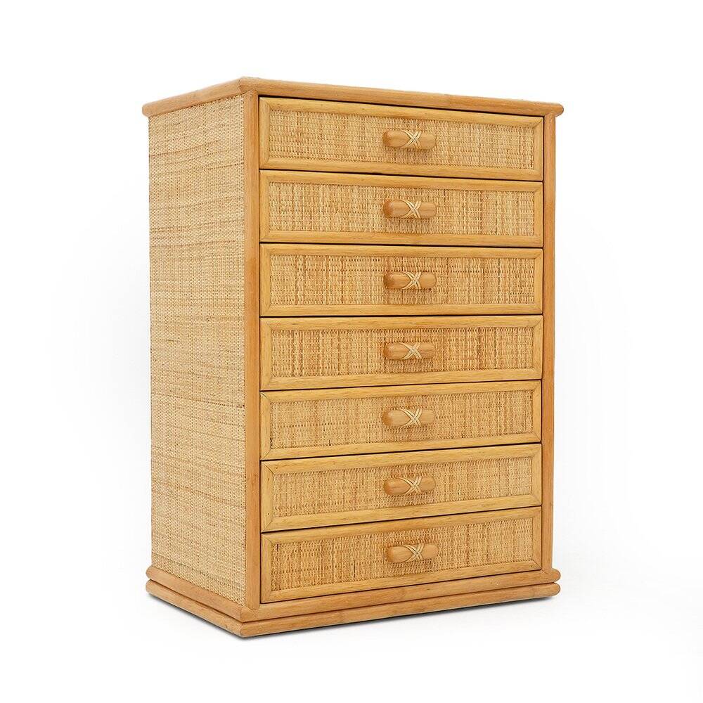 Woven wicker chest of drawers, 1980s