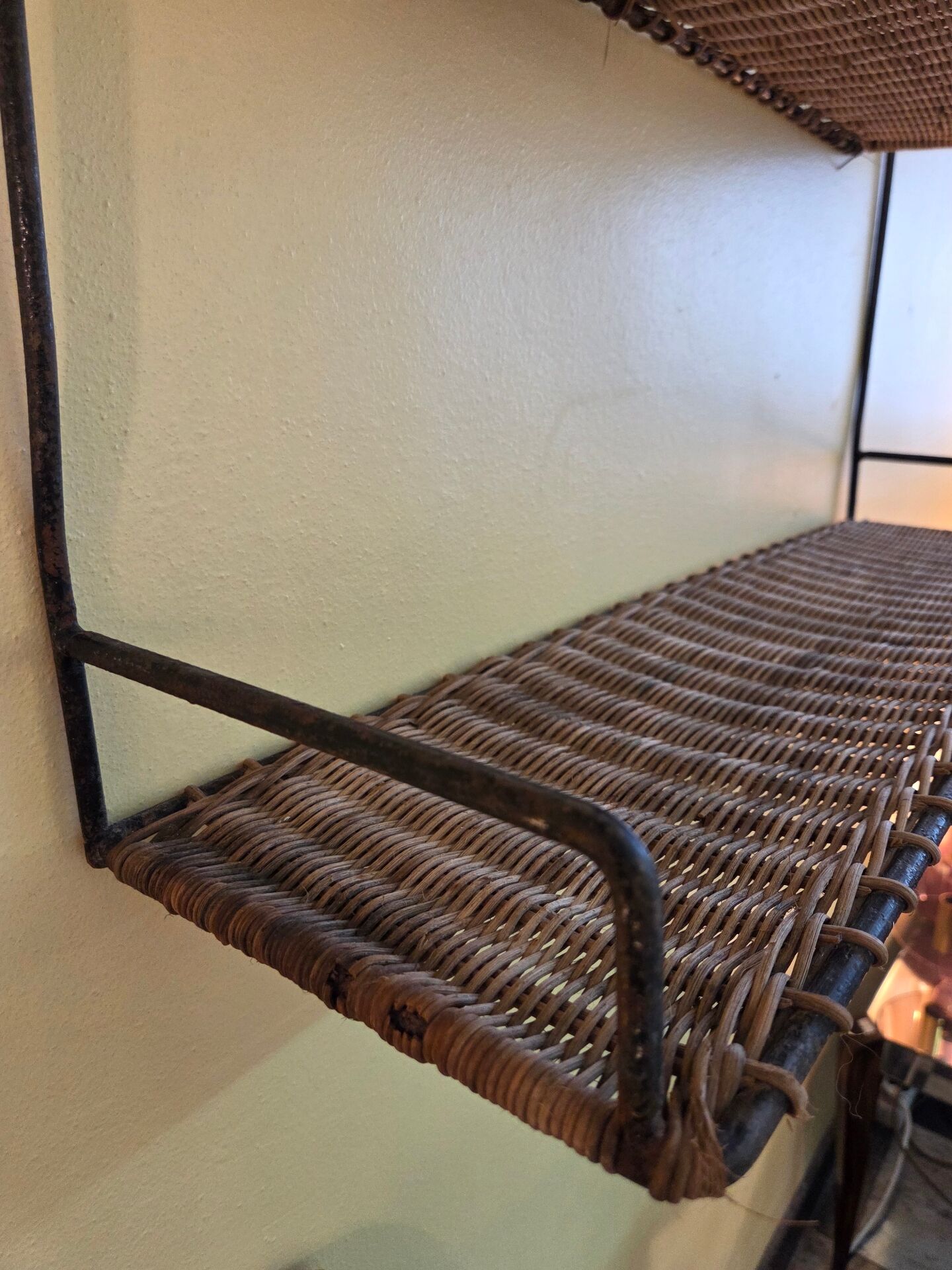 Wall shelf, metal and rattan