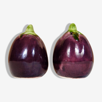 Salière poivrière barbotine aubergine