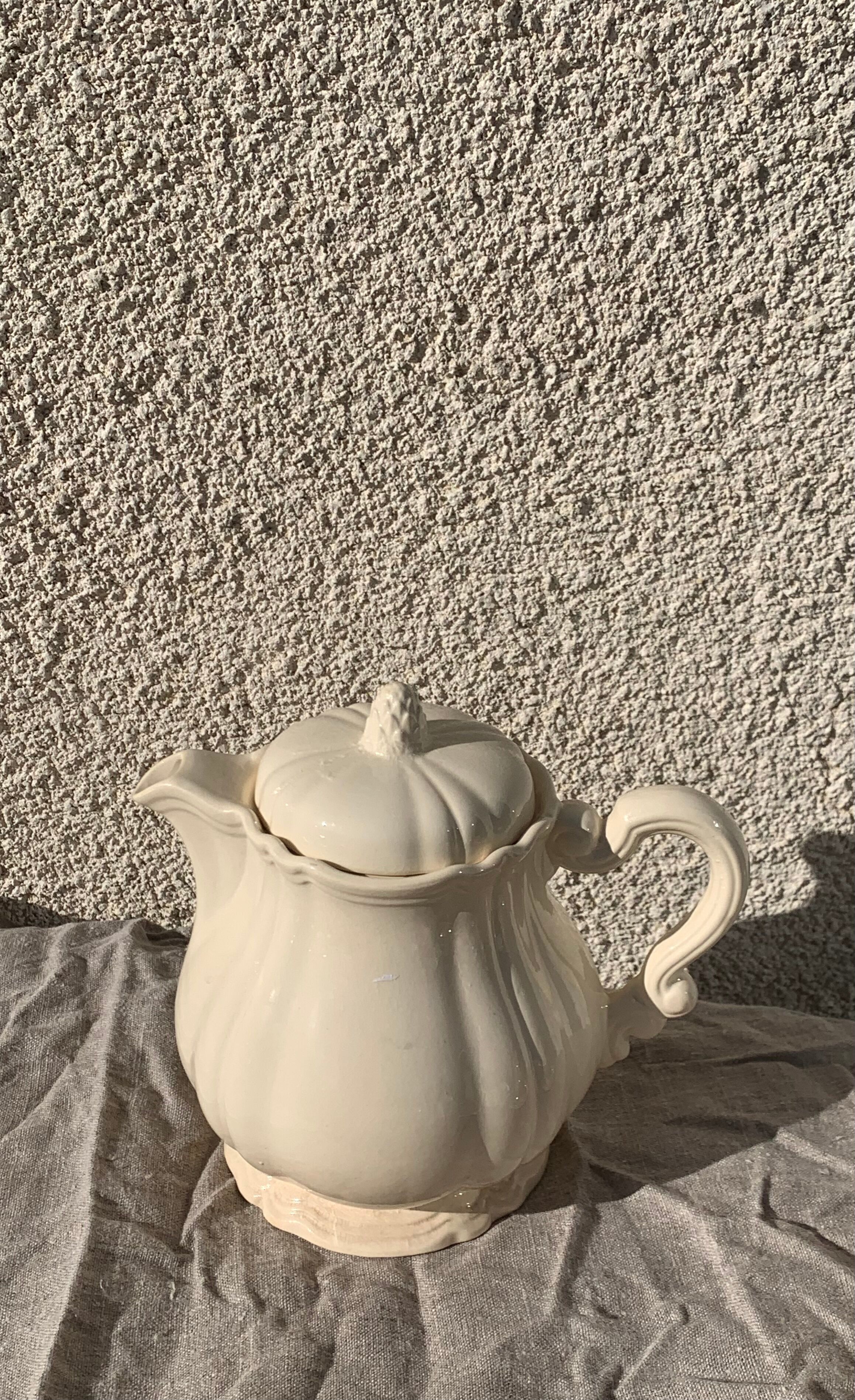 Digoin sarreguemines earthenware tea set consisting of 15 pieces antique cream