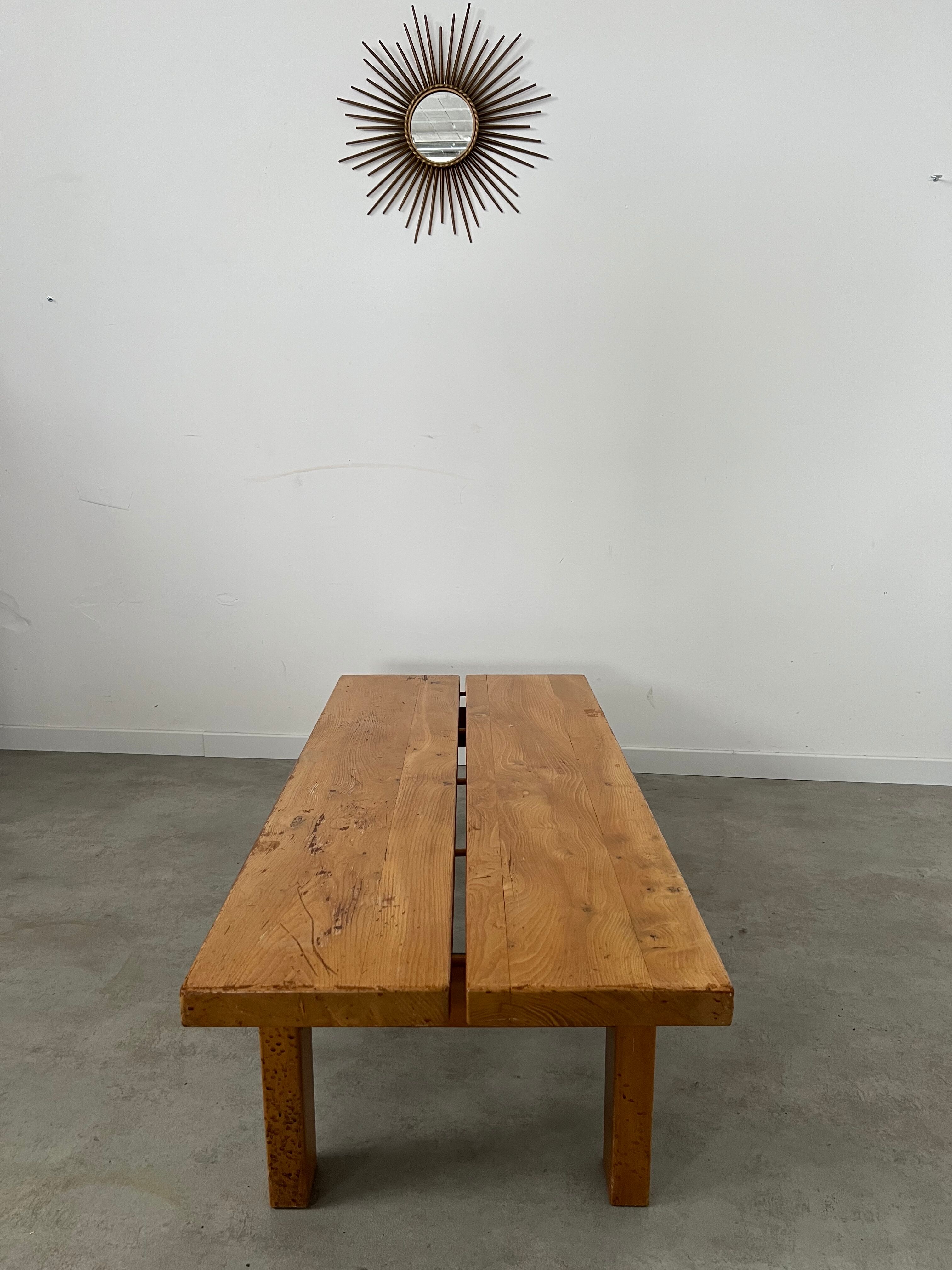 Solid elm wood coffee table 60s