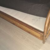 Two-seater vintage rattan bed 140 x 200 cm