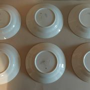 Assiettes creuses série de six faïence de Longchamp décor Simone