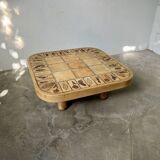 Table basse Roger Capron, modèle Herbiers en hêtre massif, format carré