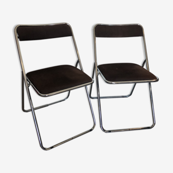 Pair of folding chairs chrome