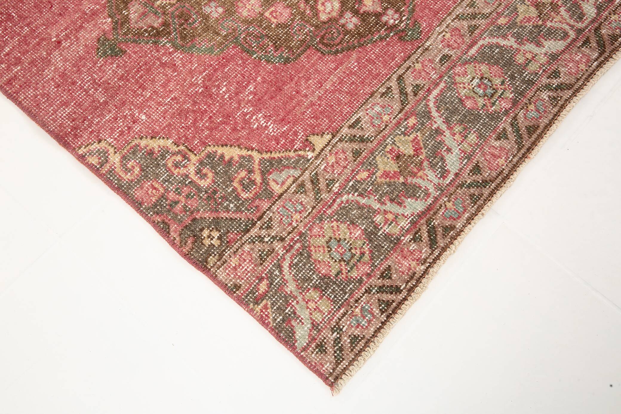 3x13 Red & Pink Vintage Runner Rug, 91x399Cm