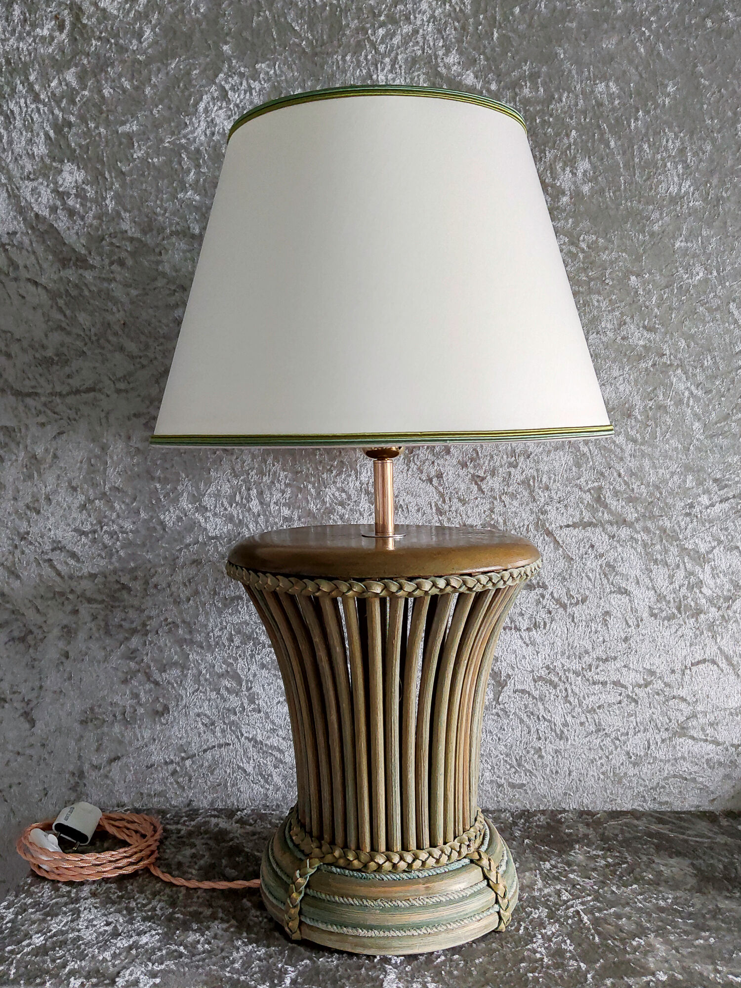 Wooden lamp and rattan