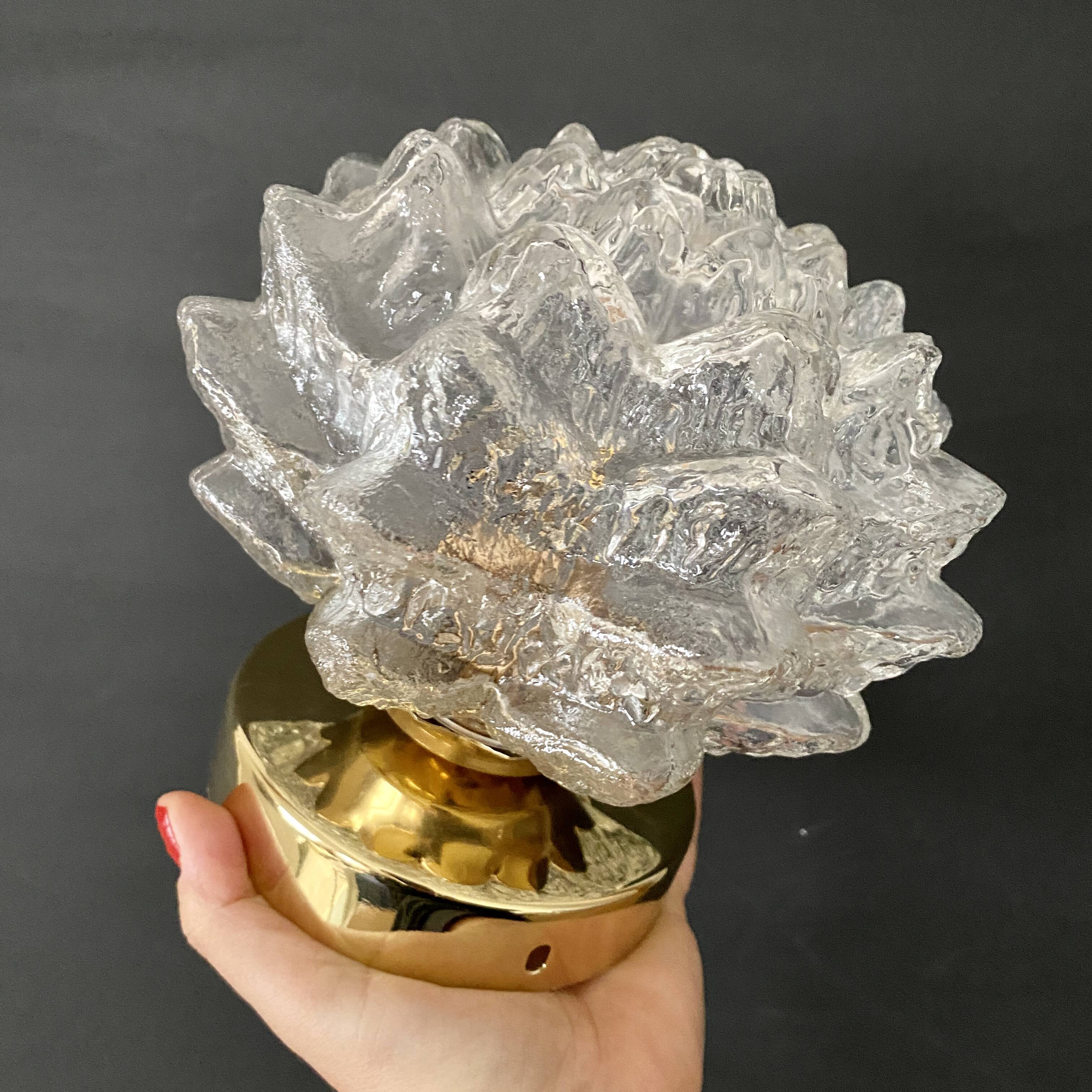 Vintage globe wall or ceiling light in molded glass in the shape of a flower