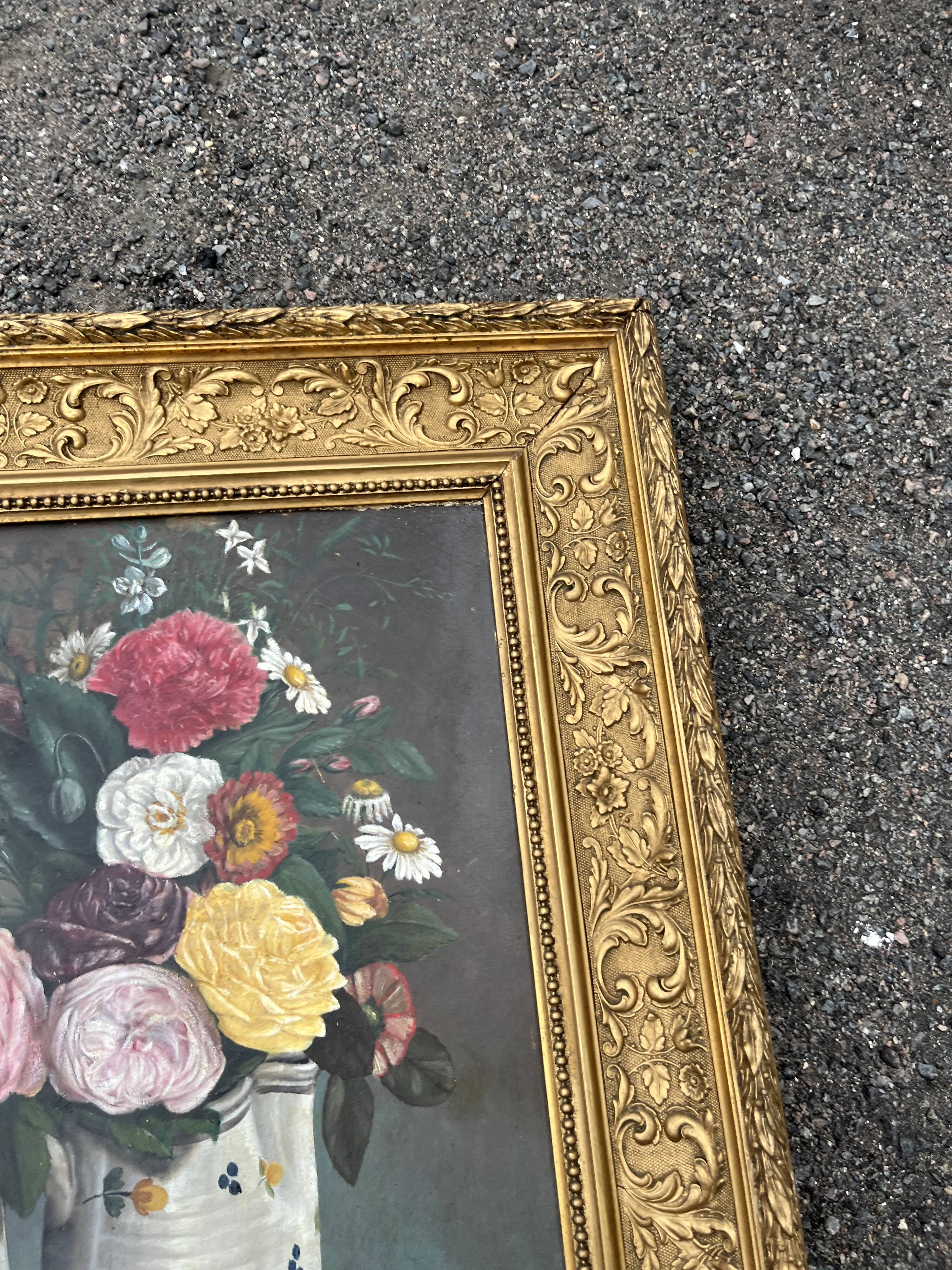 Oil on canvas, old, signed P. Perrisse, dated 1888, bouquet of flowers.
