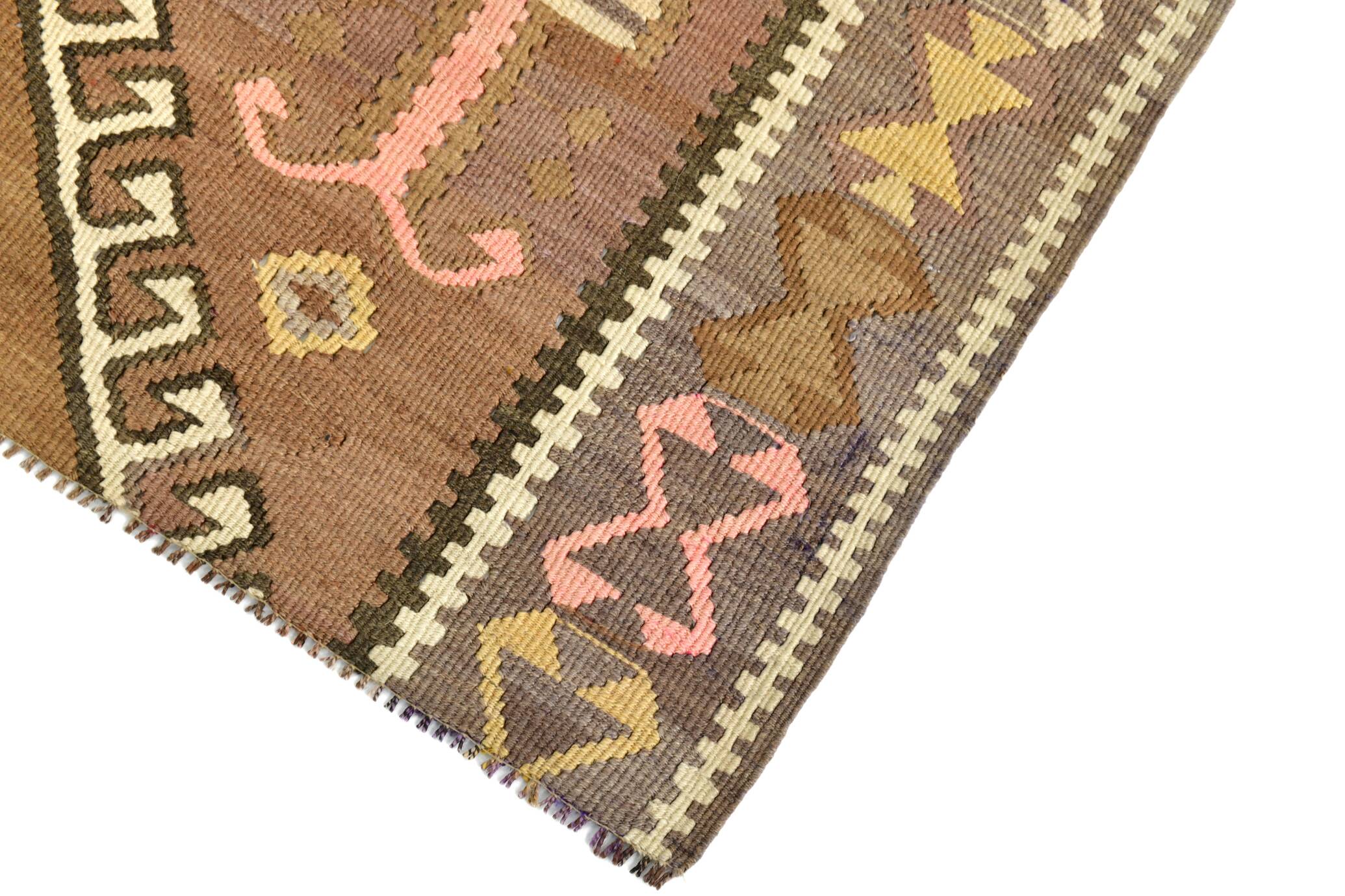 Brown & Beige Tribal Turkish Kilim Rug 132x200Cm SK 35210