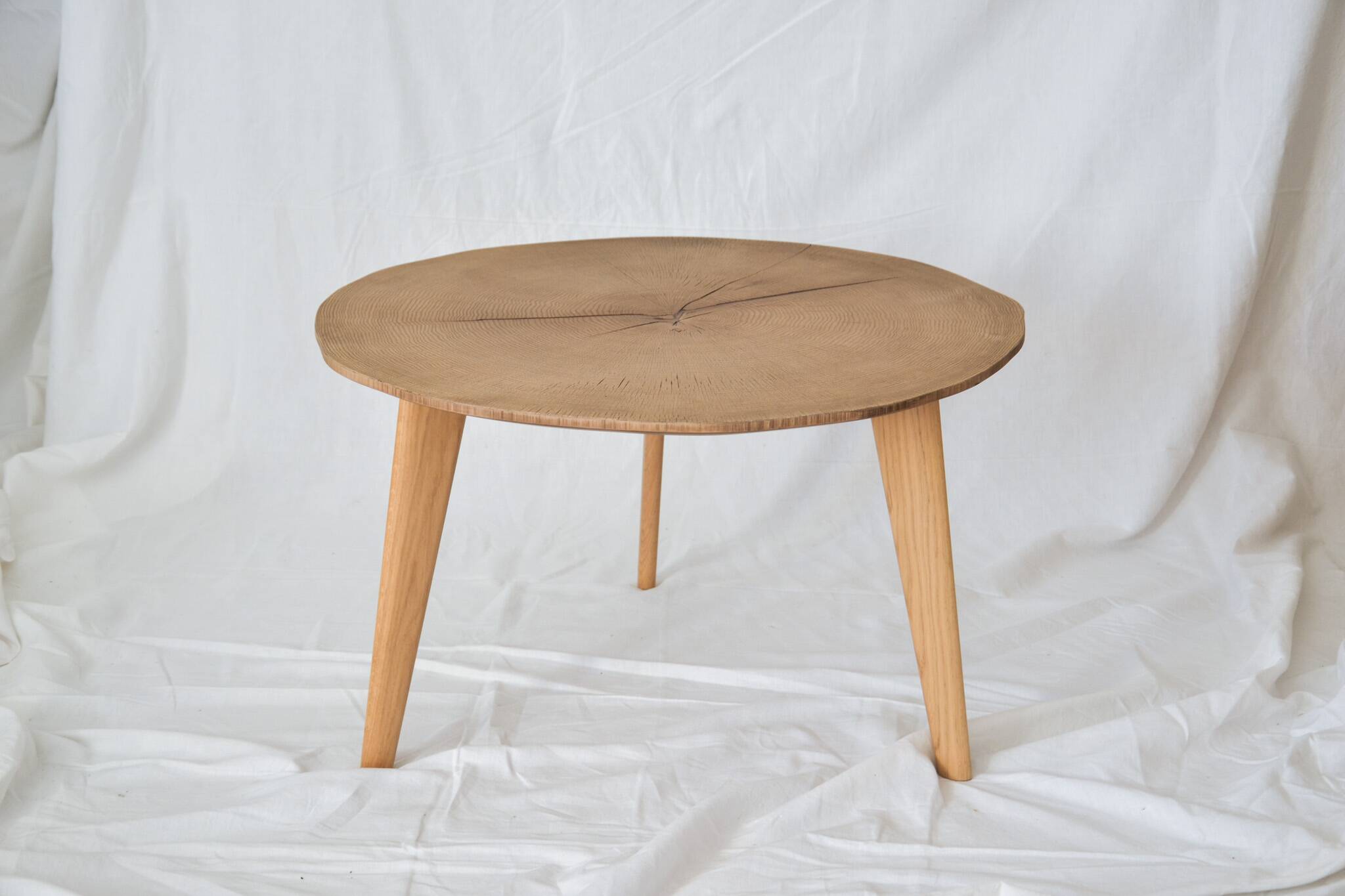 Round wooden coffee table