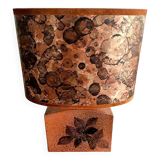 Signed lamp, terracotta base with original shade, Vintage – 1980
