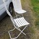 Pair of iron and old wood garden chairs