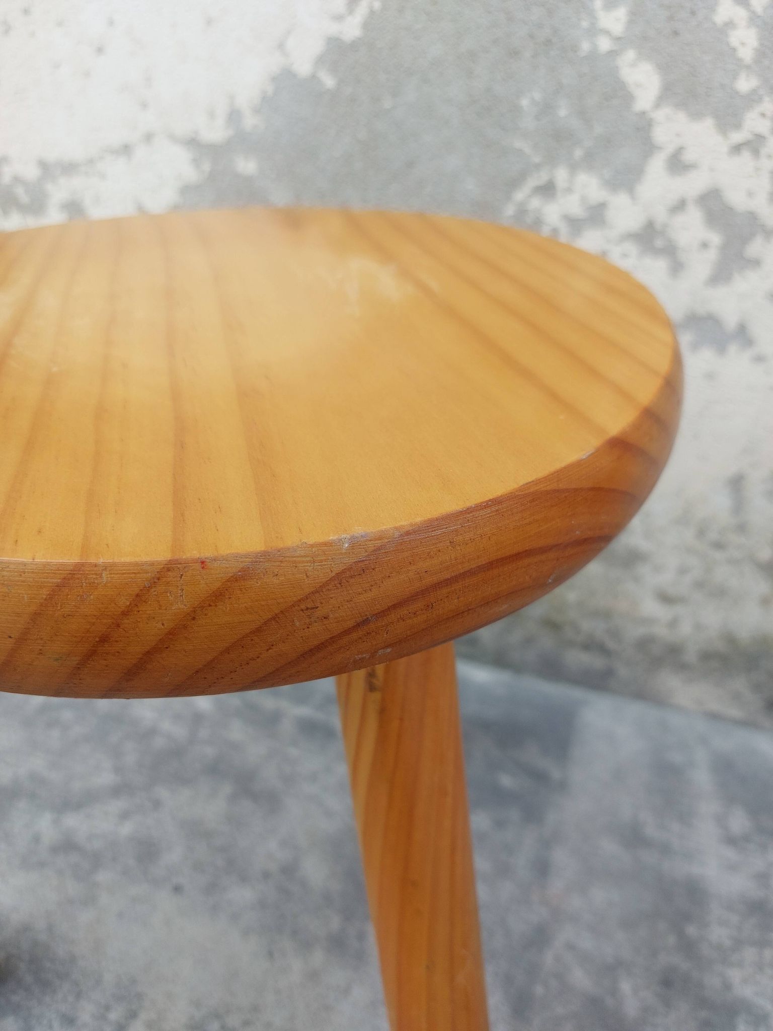 Pair of vintage pine tripod stools