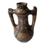 Kabyle Algerian pottery oil jar with polychrome geometric decorations