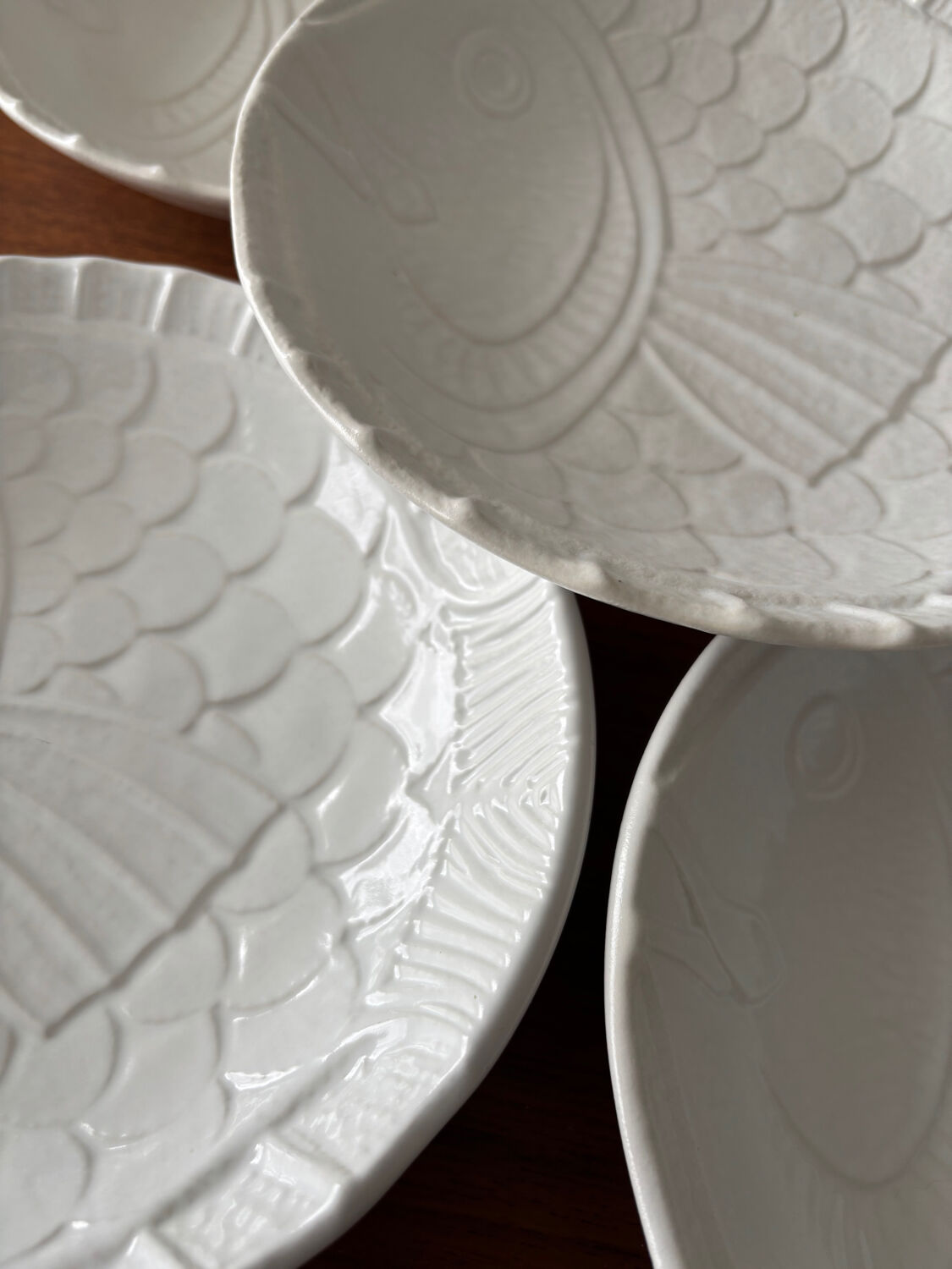 Set of 5 deep fish plates Salins-les-Bains – white earthenware