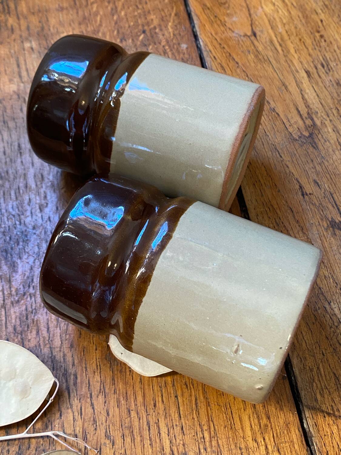 Glazed stoneware salt and pepper shakers, 1970s