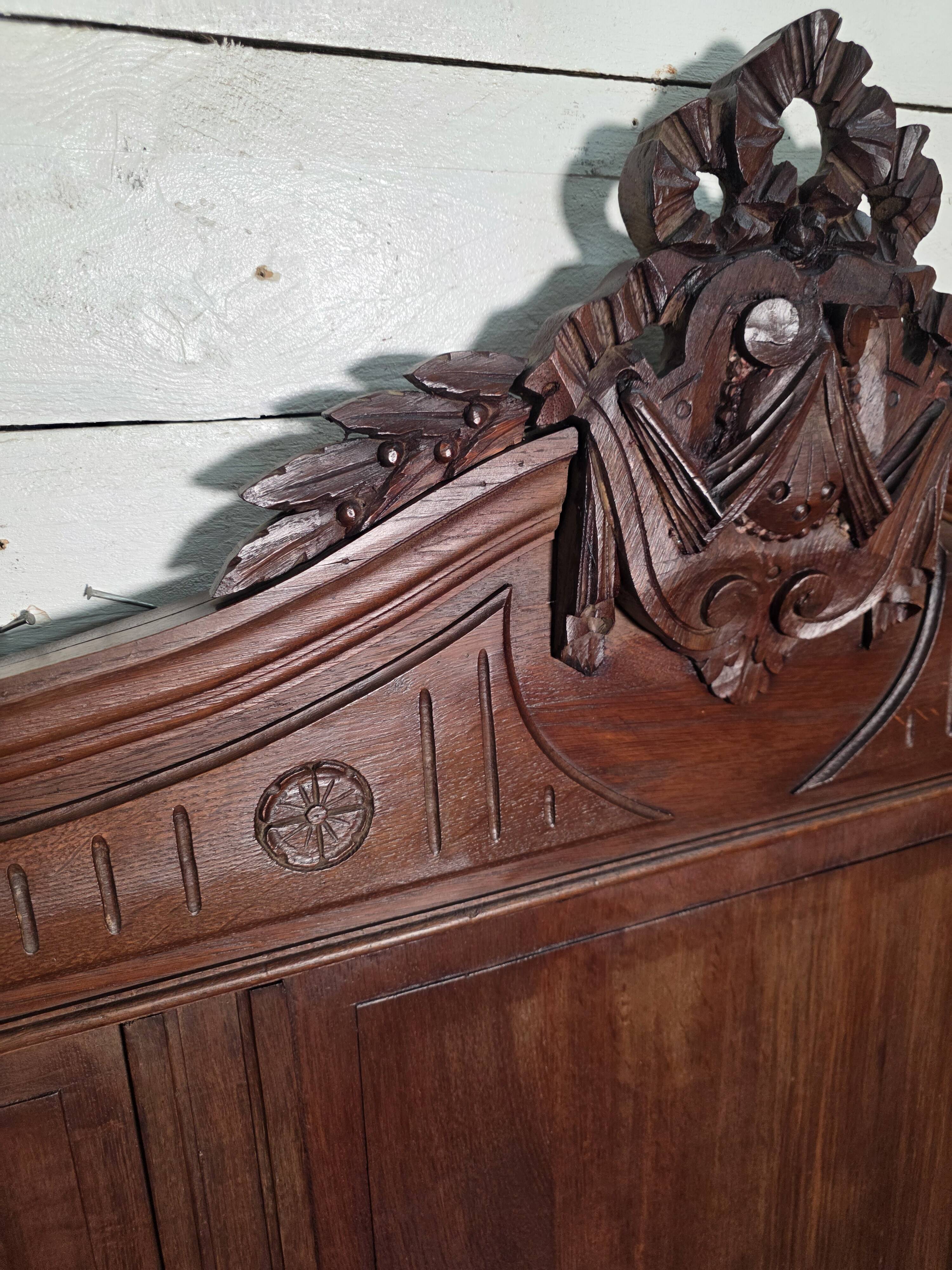Antique solid oak headboard